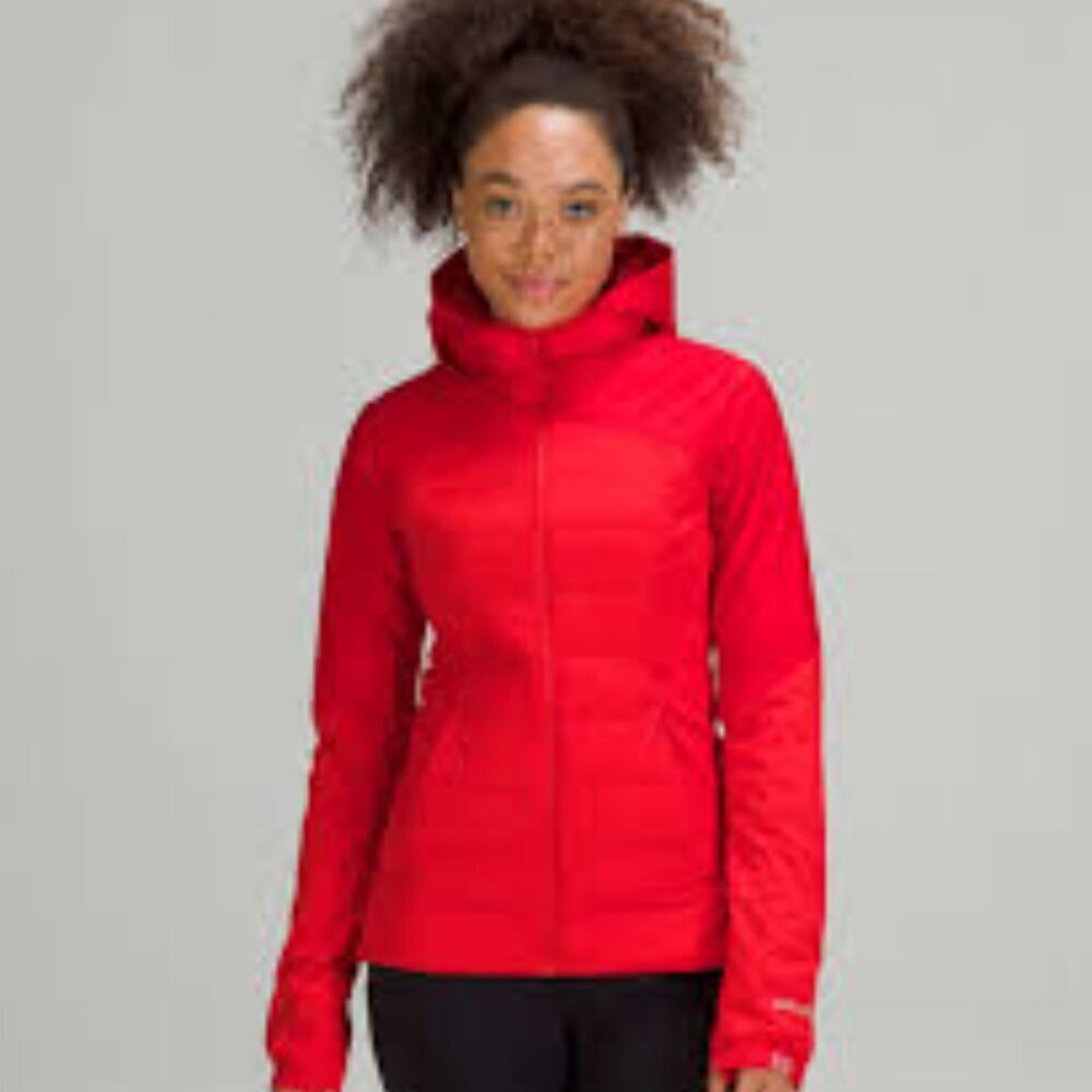 Lululemon Athletica Down Red Puffer Jacket with Stand-Up Collar Size M
